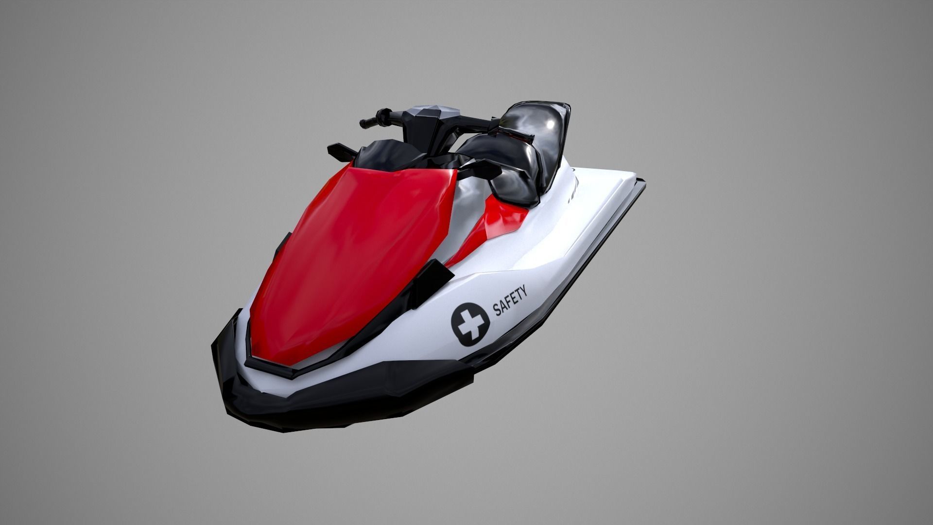 Red Jetski Low-poly 3D model_15