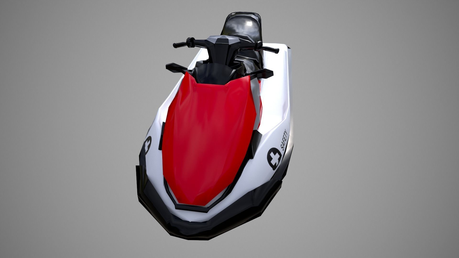Red Jetski Low-poly 3D model_9