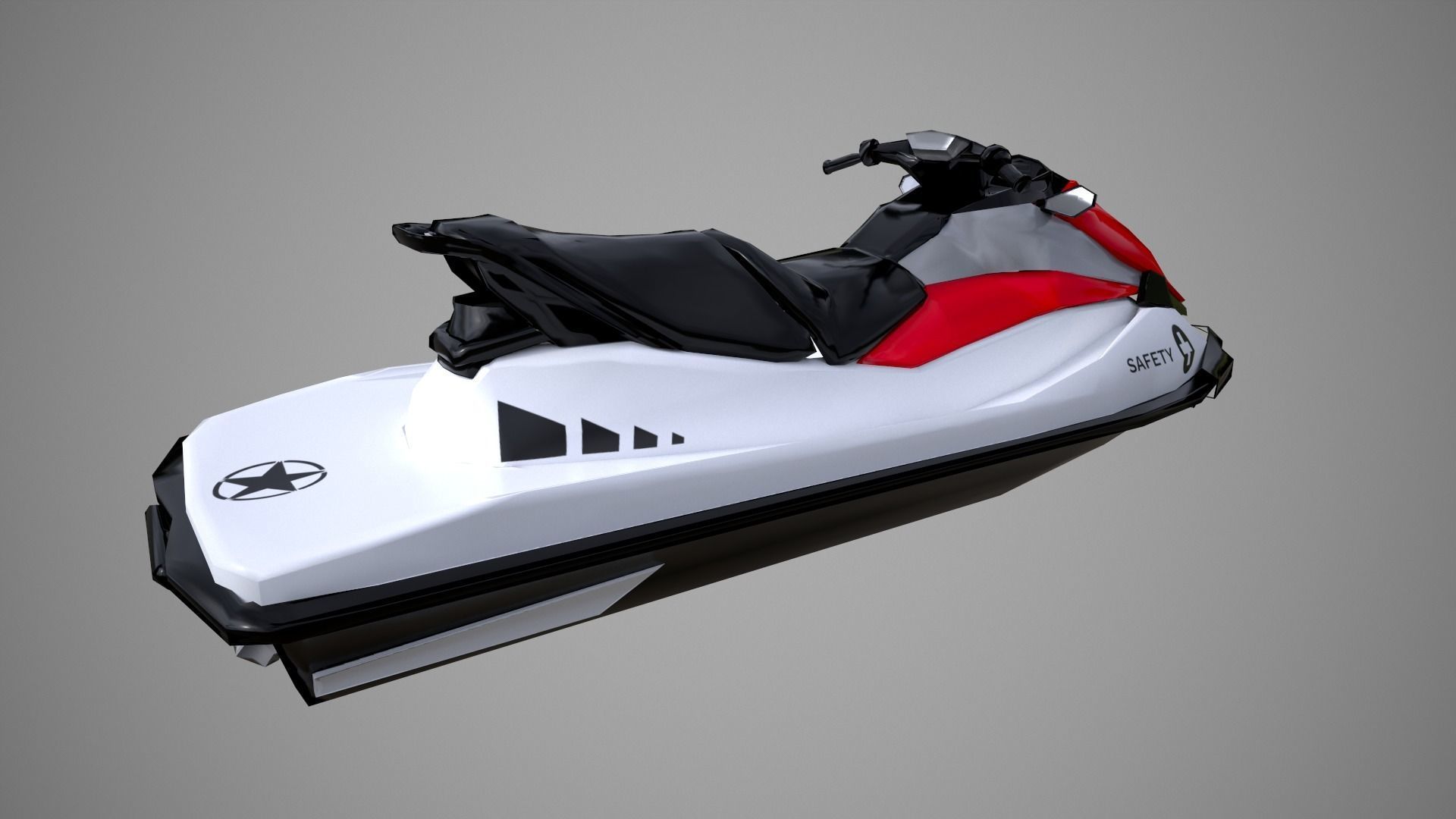 Red Jetski Low-poly 3D model_2