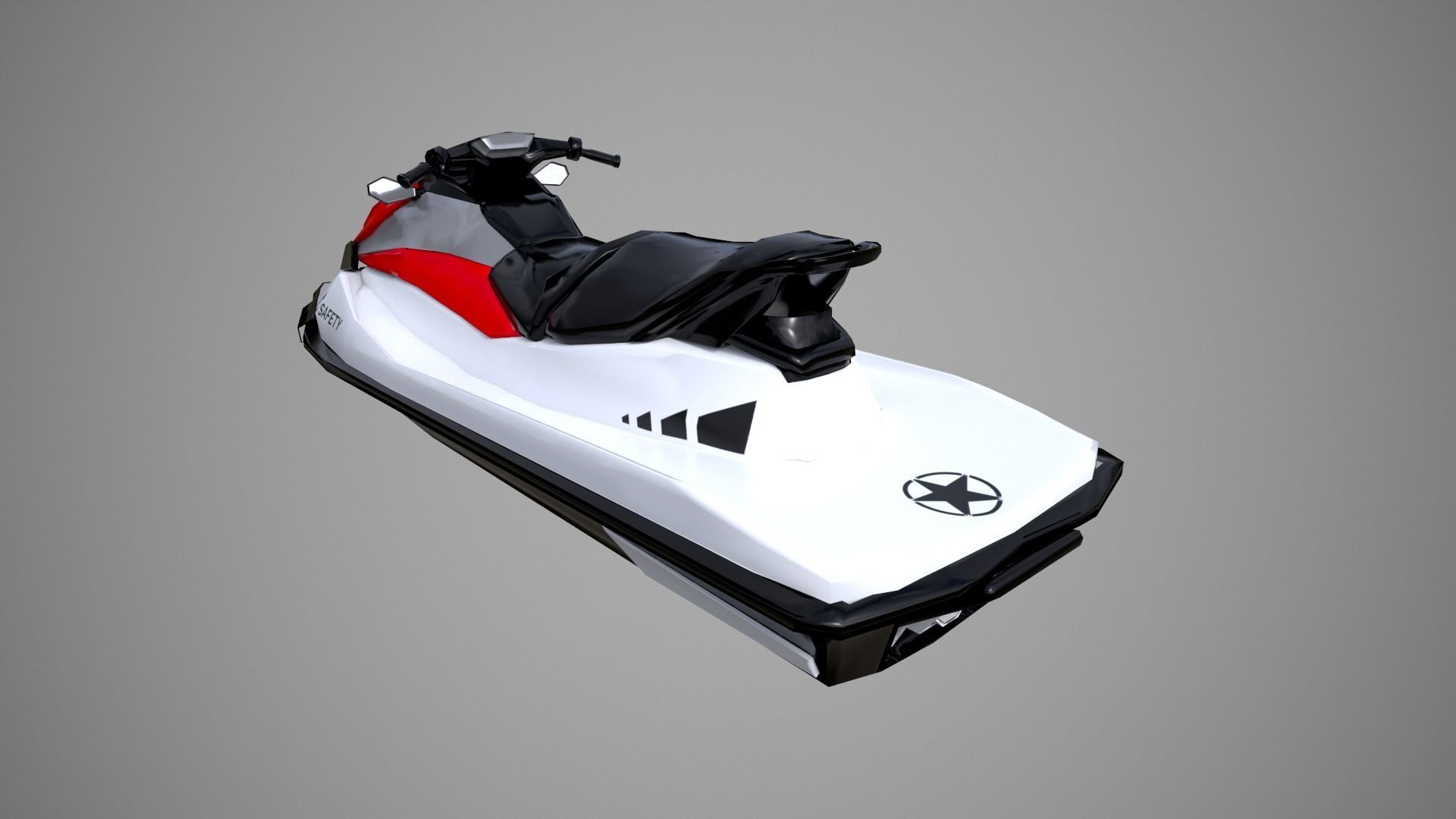 Red Jetski Low-poly 3D model_17