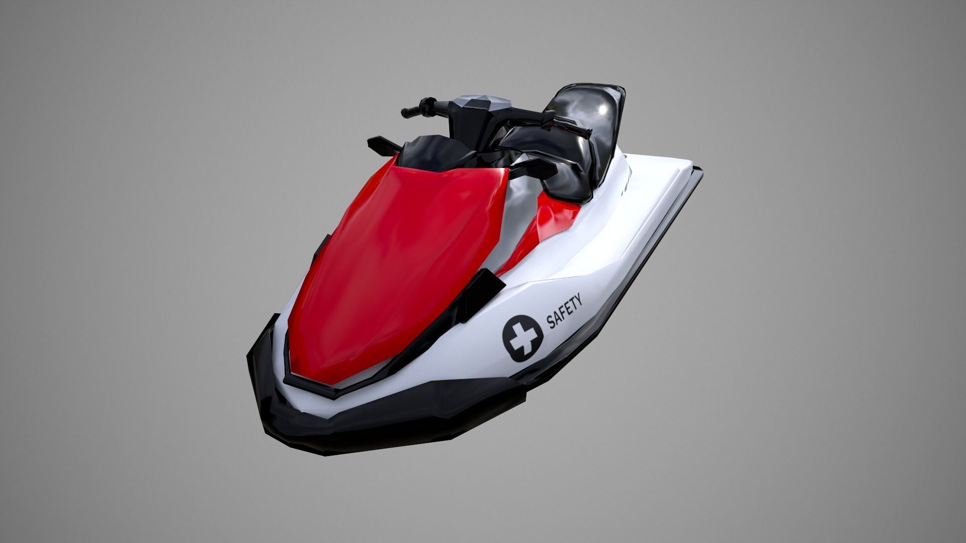 Red Jetski Low-poly 3D model_8