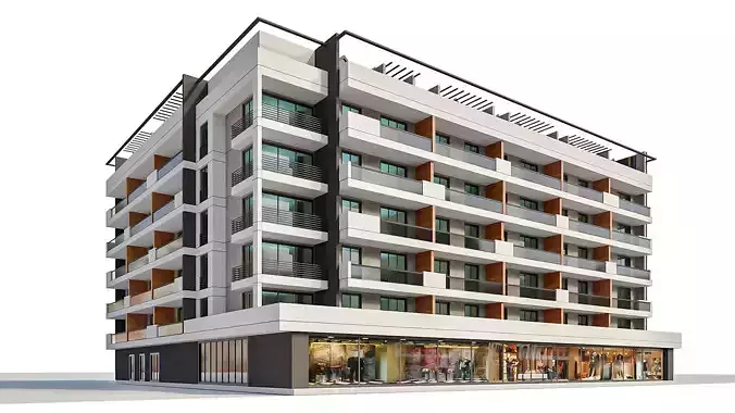 Modern Residential Building 09 3D model