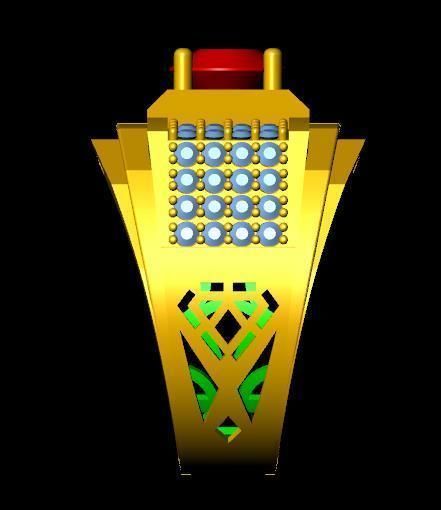 menRing gold ring with stone 3D print model_2