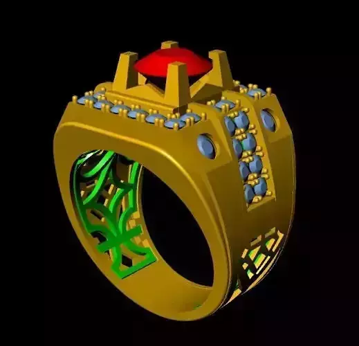 menRing gold ring with stones