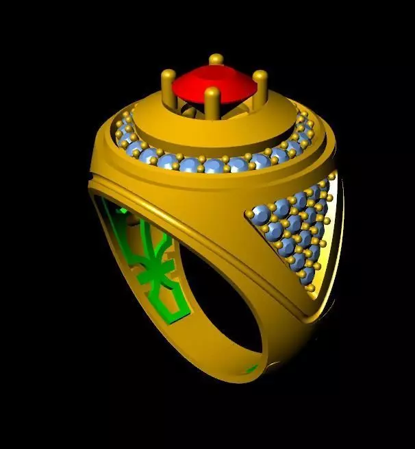 menRing gold ring with stone 3D print model