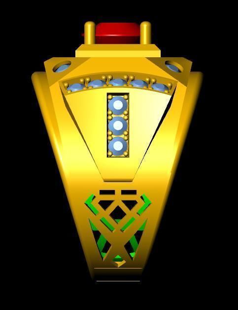 menRing gold ring with stones 3D print model_3