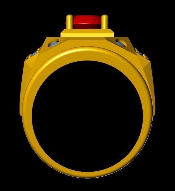 menRing gold ring with stones 3D print model_1
