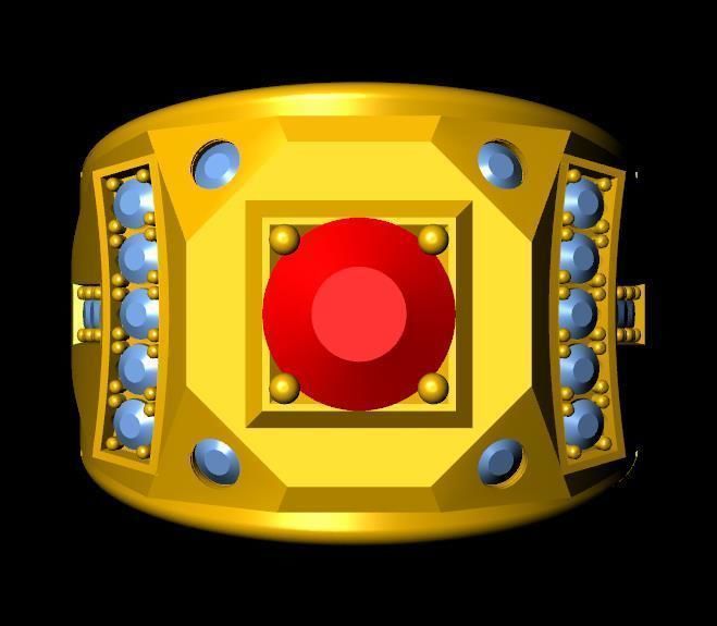 menRing gold ring with stones 3D print model_2