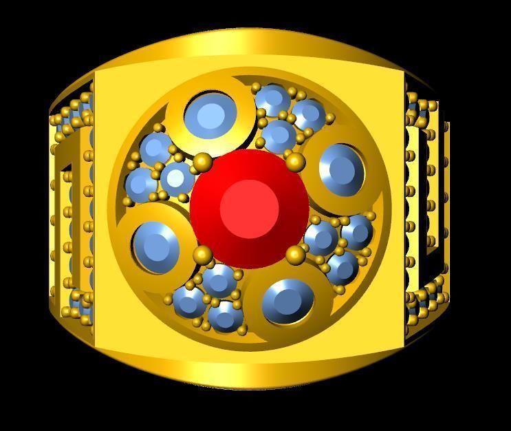 menRing gold ring with stone 3D print model_1