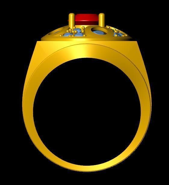 menRing gold ring with stone 3D print model_3