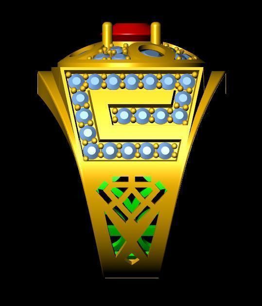 menRing gold ring with stone 3D print model_2