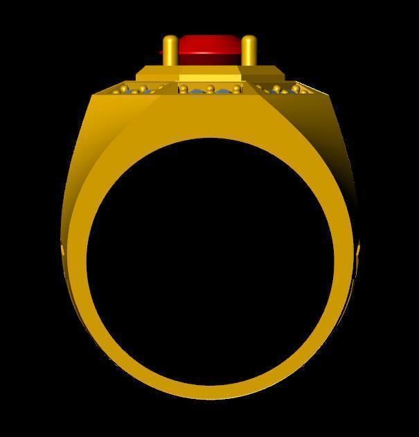 menRing gold ring with stones 3D print model_1