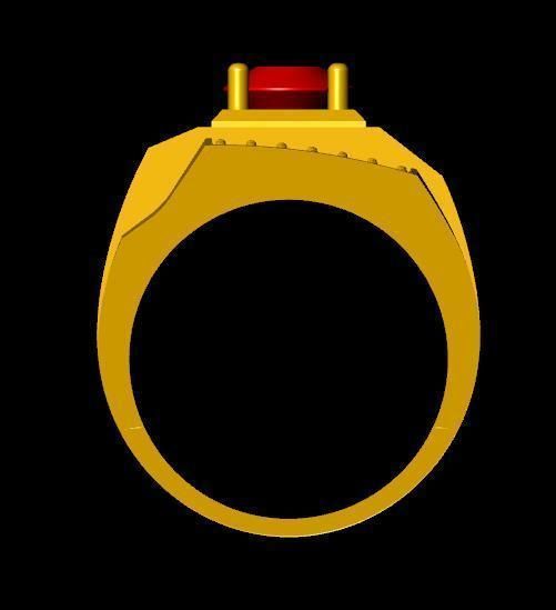 menRing gold ring with stone 3D print model_1
