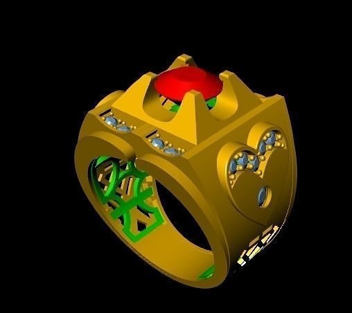 menRing gold ring with stone 3D print model