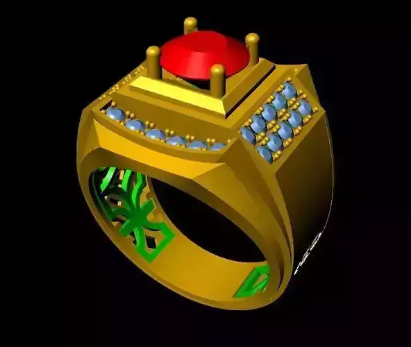 menRing gold ring with stone and diamonds