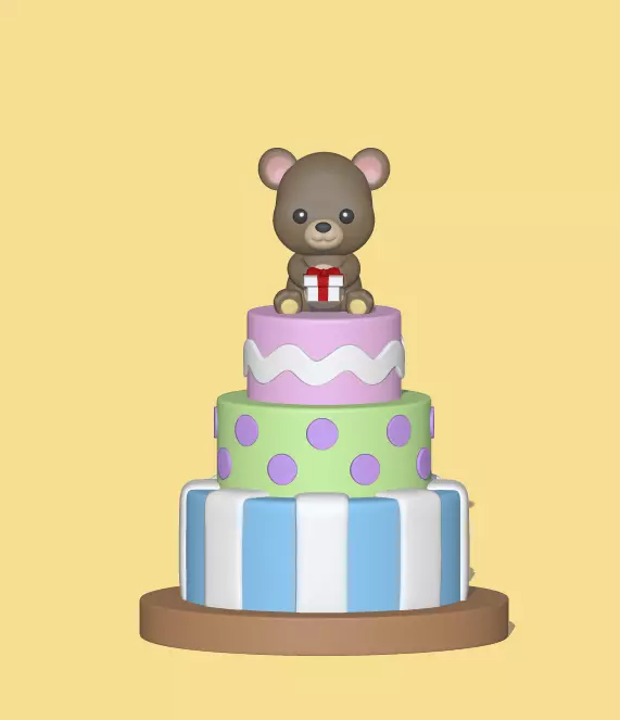 Bear Cake 3D print model_0
