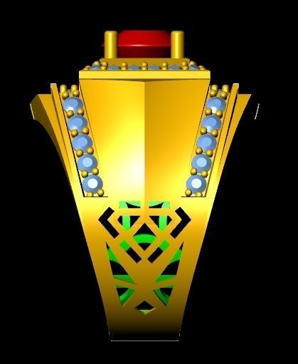 menRing gold ring with stone 3D print model_1
