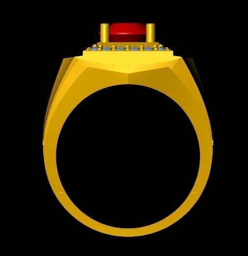 menRing gold ring with stone 3D print model_2