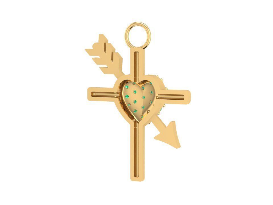 Heart and Arrow Pendant 1876 3D print model_4