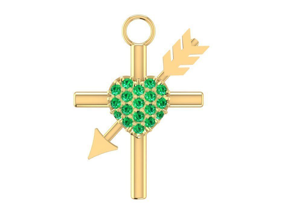 Heart and Arrow Pendant 1876 3D print model_3