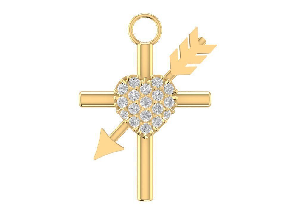 Heart and Arrow Pendant 1876 3D print model_1