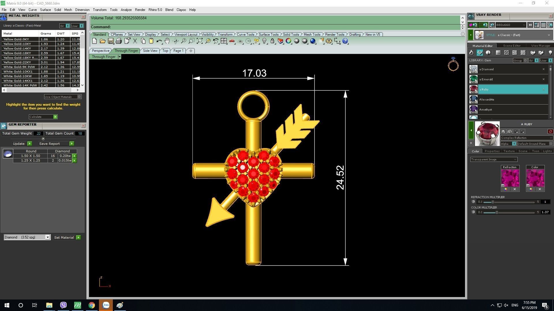 Heart and Arrow Pendant 1876 3D print model_9