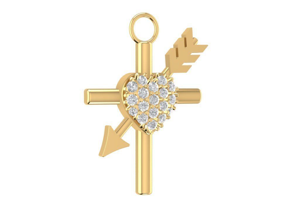 Heart and Arrow Pendant 1876 3D print model_2