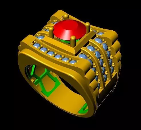 menRing gold ring with stone 3D print model