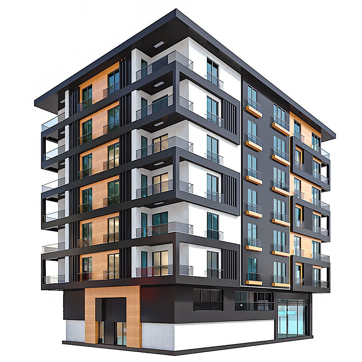 Modern Residential Building 14 3D model_1