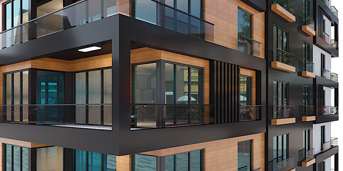 Modern Residential Building 14 3D model_2