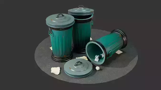 Stylized Trashcan 3D Model Collection