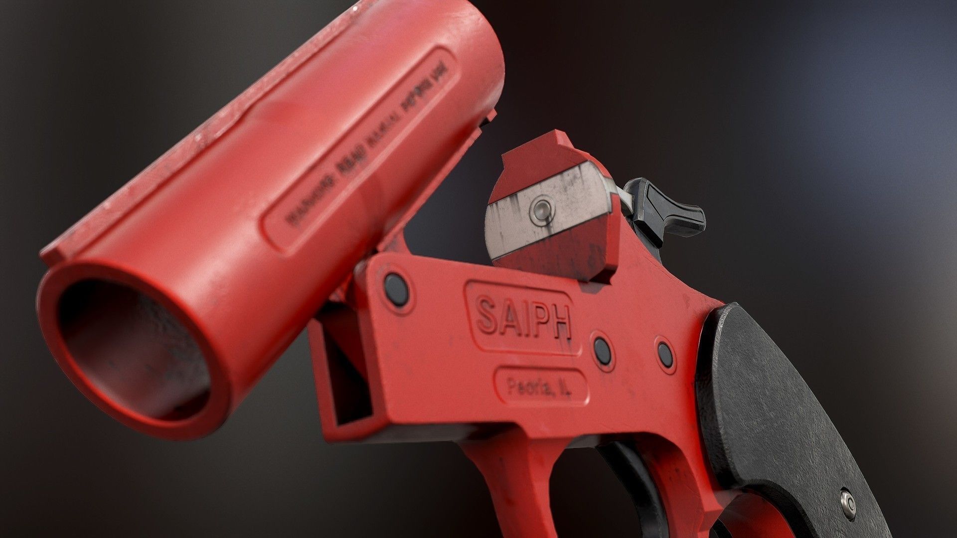 Flaregun - Model and Textures Low-poly 3D model_1