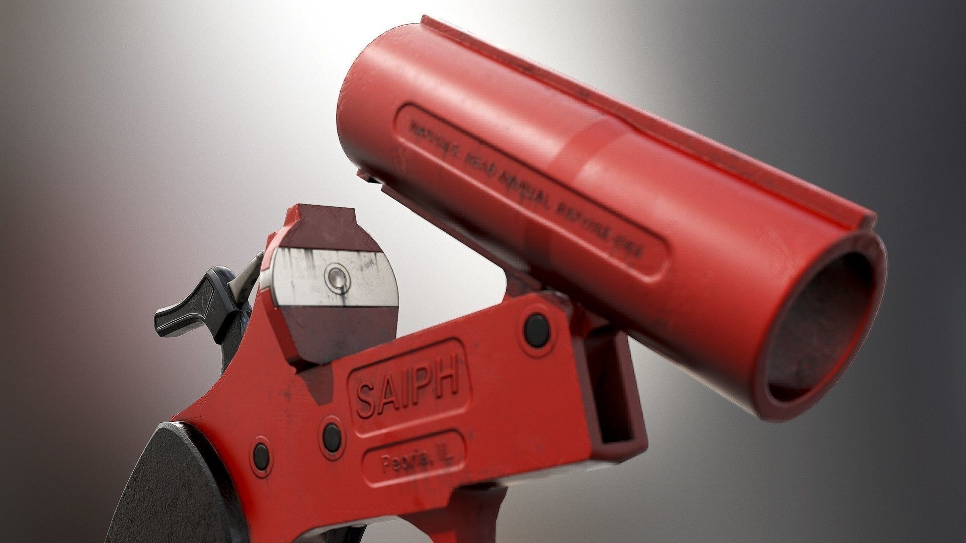 Flaregun - Model and Textures Low-poly 3D model_4