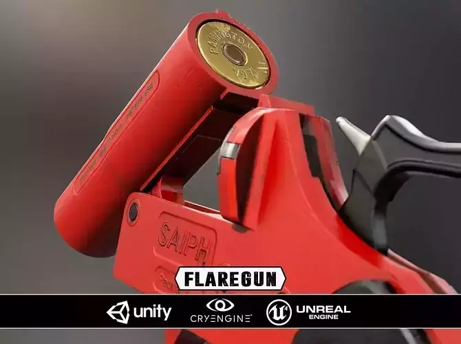 Flaregun - Model and Textures Low-poly 3D model