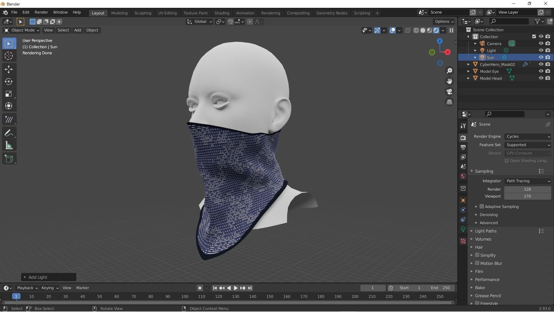 Cyber Hero - Mask02 Low-poly 3D model_10