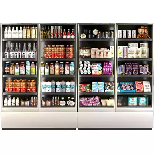 Refrigerator with groceries in the supermarket 3D model