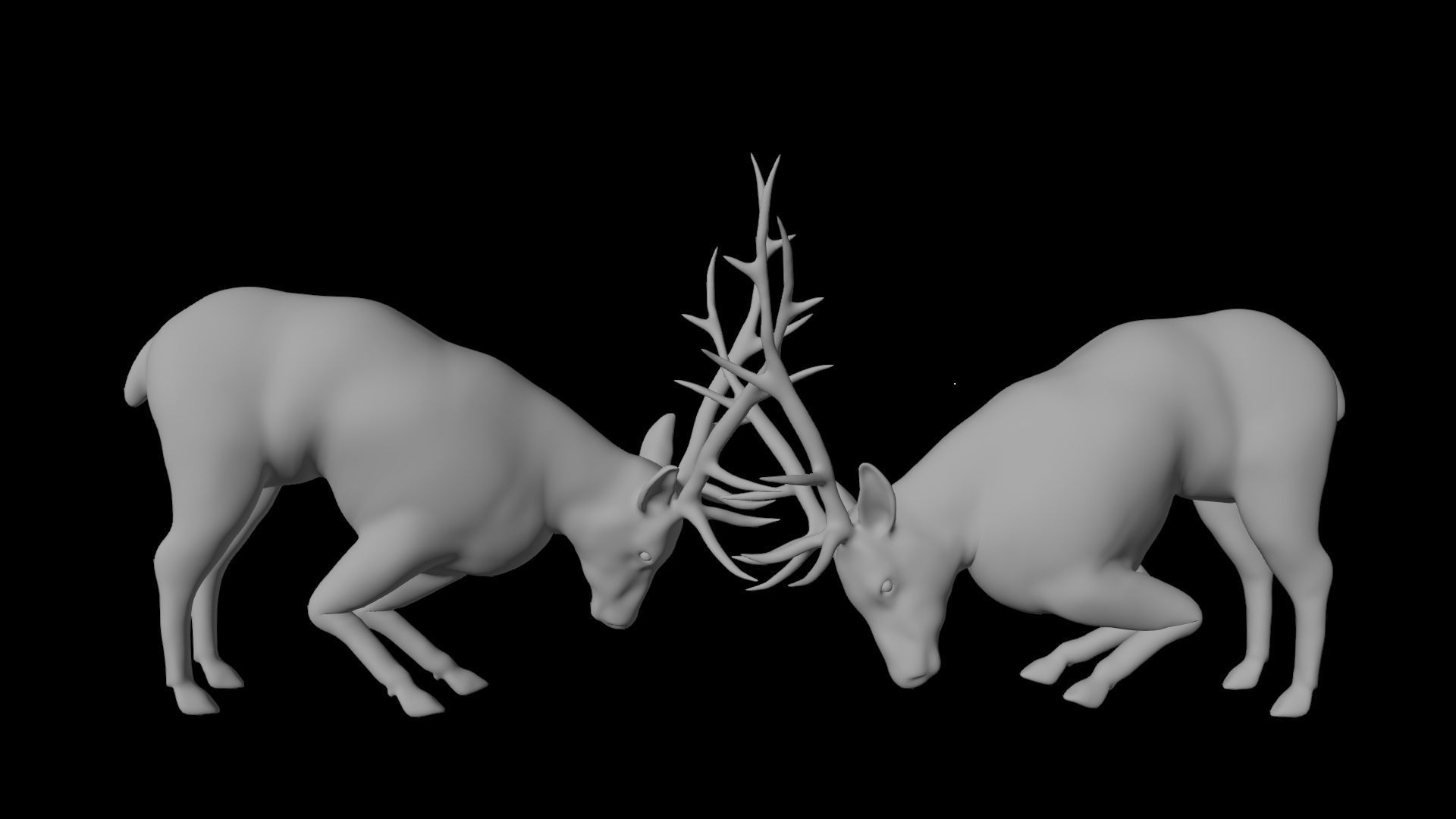 Fighting Elk Low-poly 3D model_6
