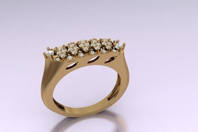 TWINZ 9 gold ring with diamonds 3D print model