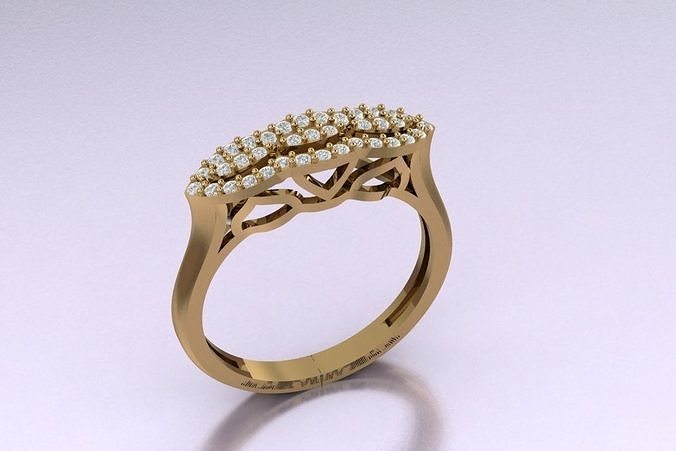 TWINZ 8 gold ring with diamonds and pearls 3D print model