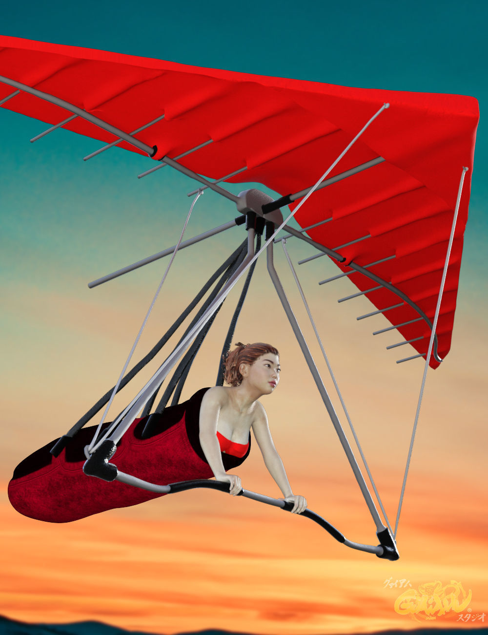 GS Hang glider for Daz Studio 3D model_4