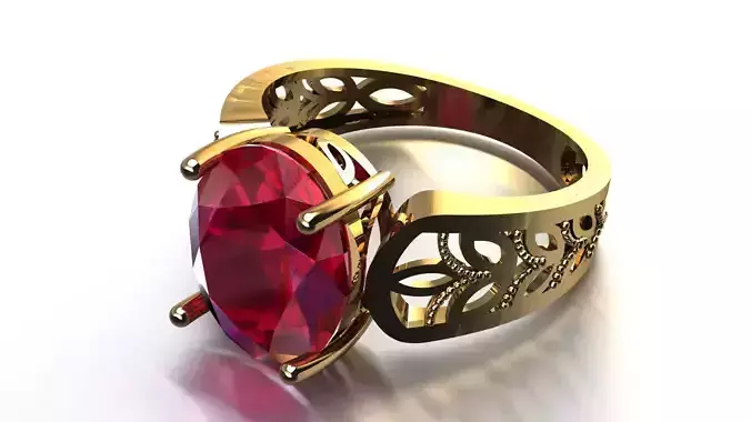 Ruby women ring 3D print model
