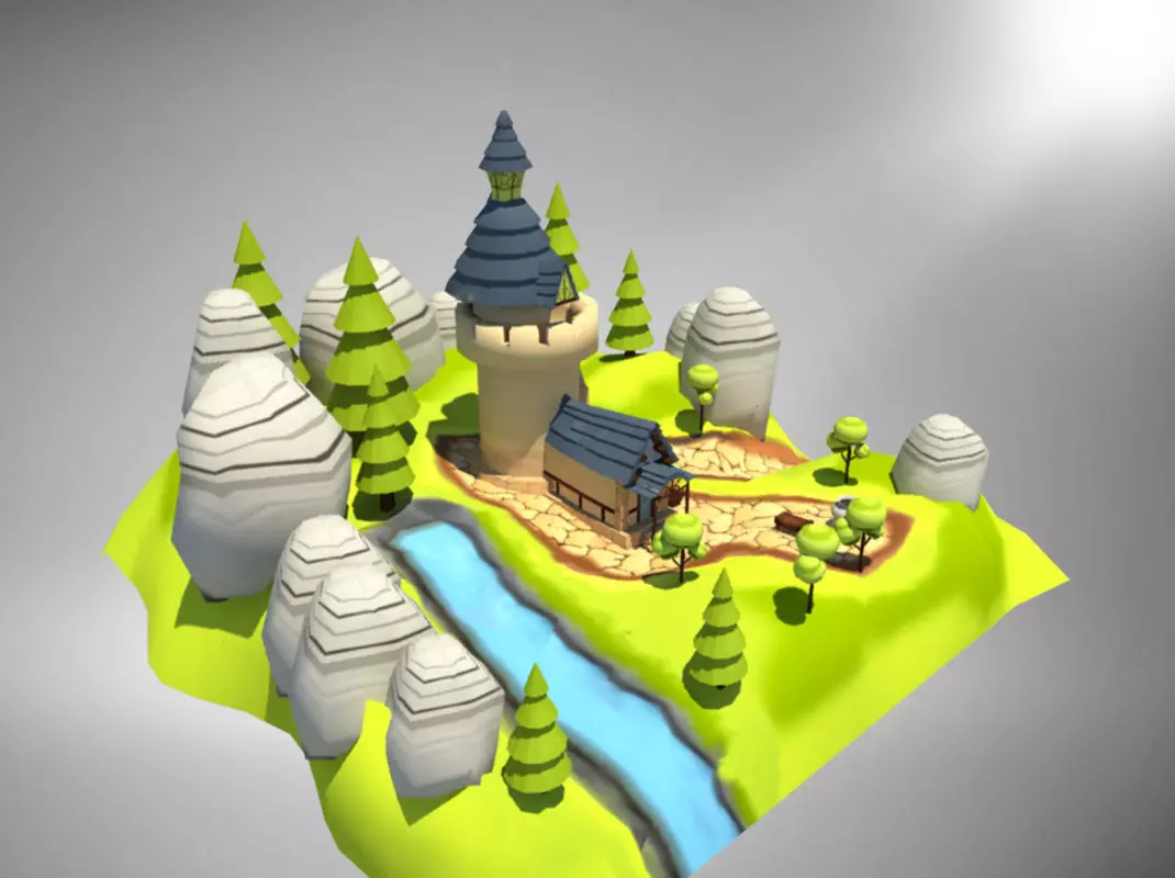 Castle Environment for games and animated videos Low-poly 3D model_0