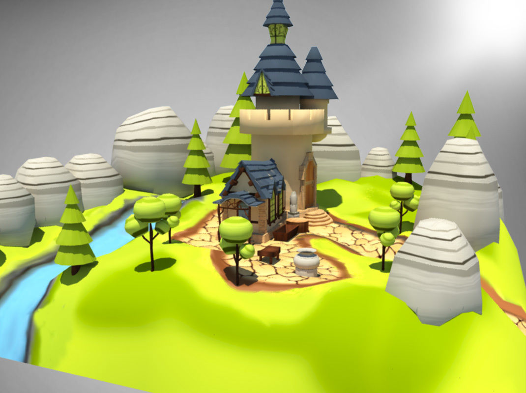 Castle Environment for games and animated videos Low-poly 3D model_1