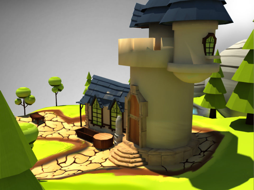 Castle Environment for games and animated videos Low-poly 3D model_3