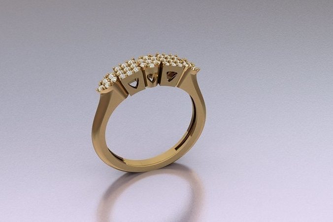 TWINZ 6 gold ring with diamonds 3D print model