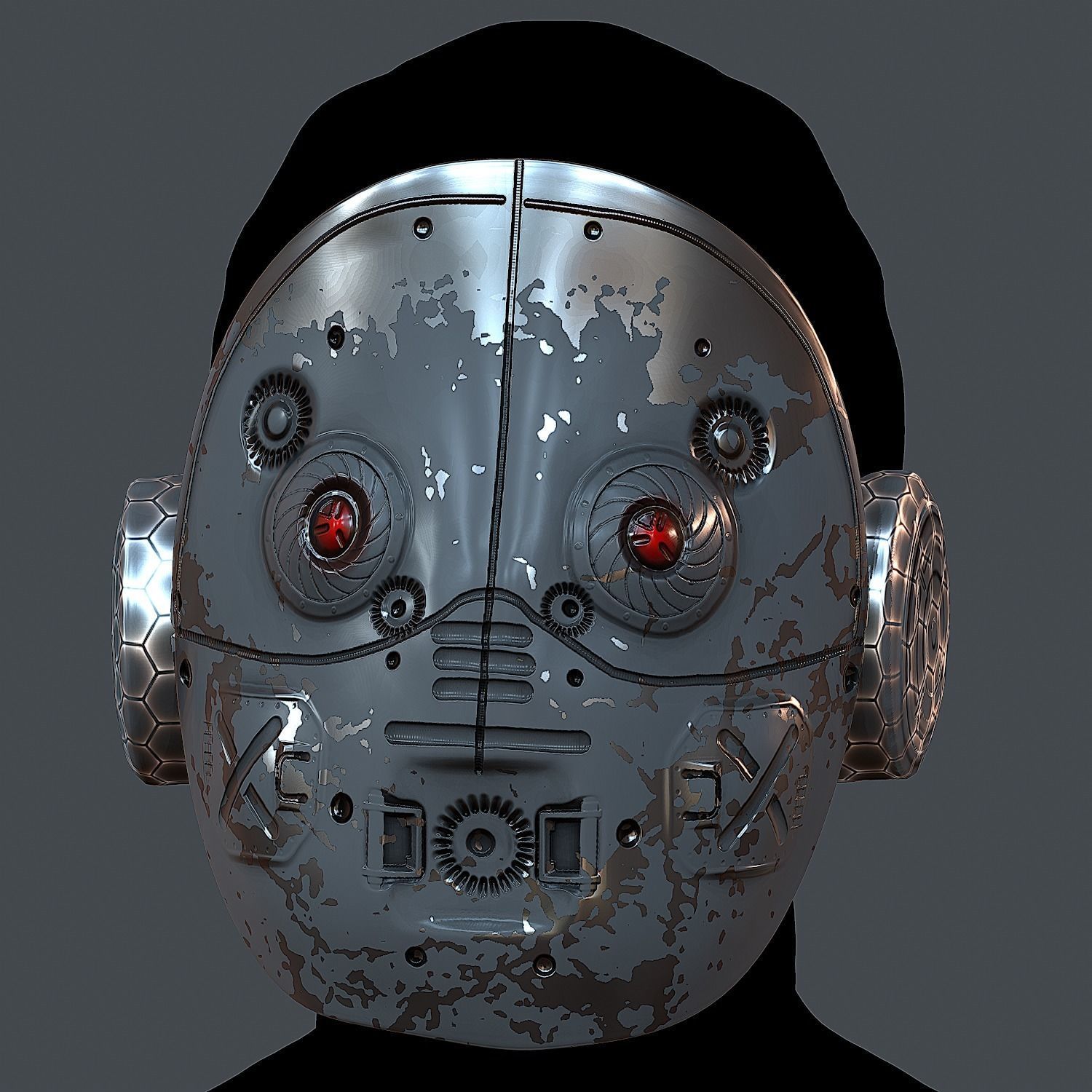 Gas mask helmet 3d model scifi Low-poly Low-poly 3D model_2