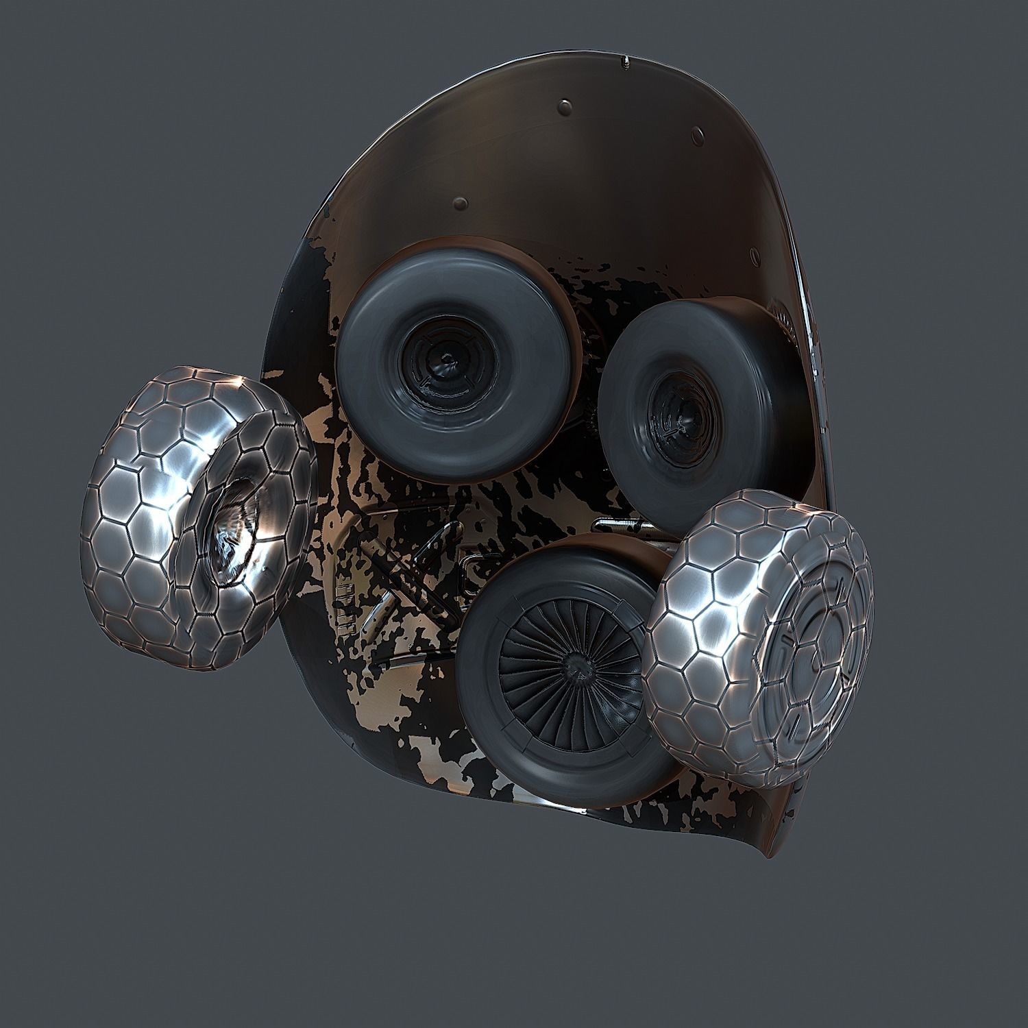 Gas mask helmet 3d model scifi Low-poly Low-poly 3D model_4