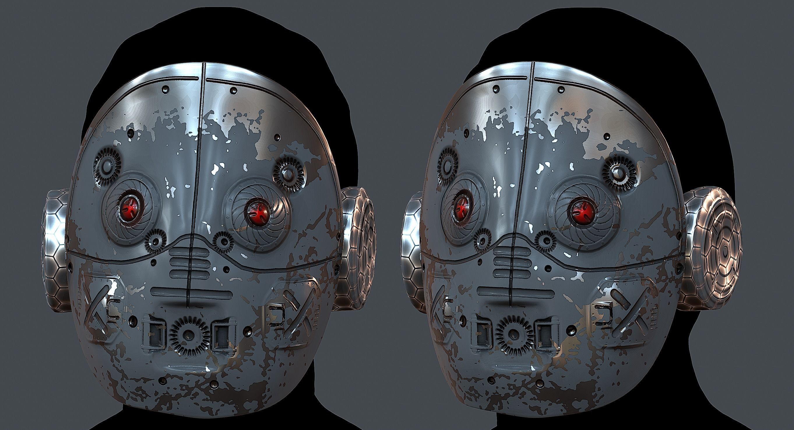 Gas mask helmet 3d model scifi Low-poly Low-poly 3D model_1