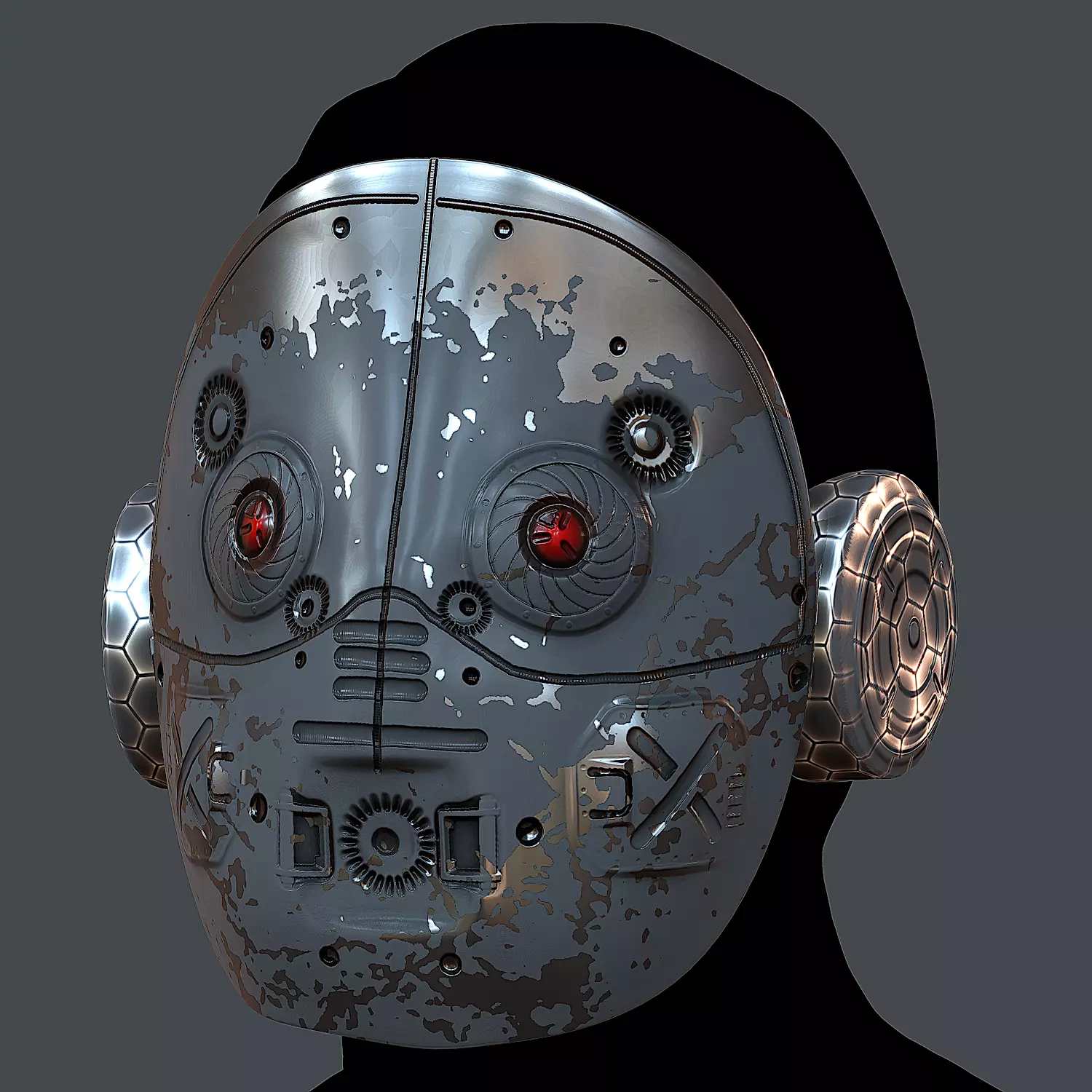 Gas mask helmet 3d model scifi Low-poly Low-poly 3D model_0