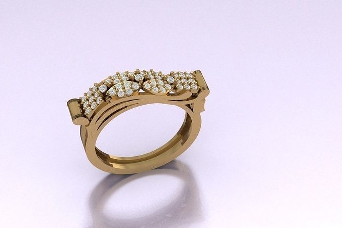 TWINZ 5 gold ring with pearls 3D print model
